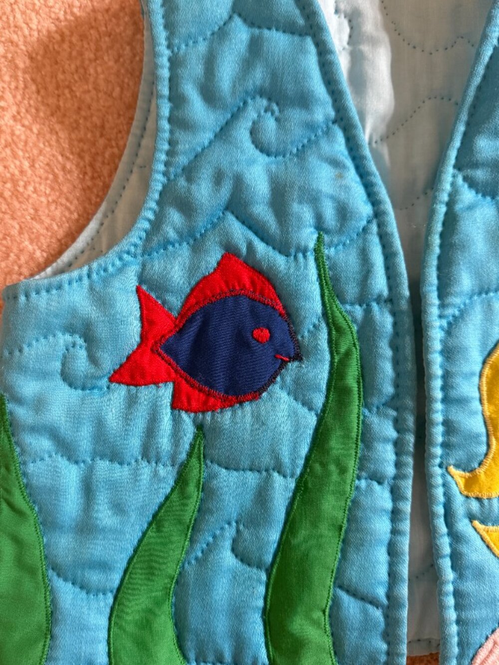 Handmade Under the Sea Quilted Mermaid Vest - fits size 2T-4T - Picture 3 of 5